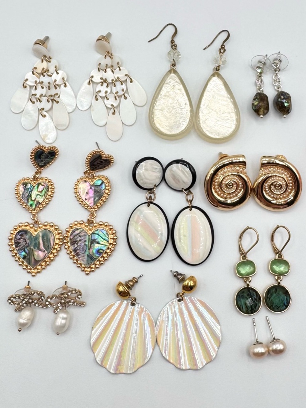 Mermaidcore 10 Pair Vintage To Now Earring Lot Sirencore MOP Pearl Abalone